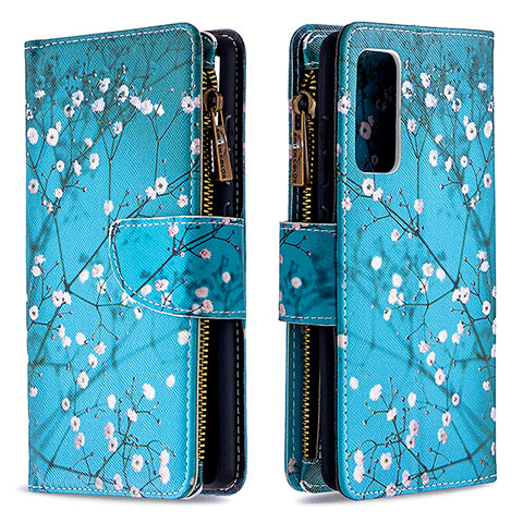 Handytasche Stand Schutzhülle Flip Leder Hülle Modisch Muster B04F für Samsung Galaxy S20 Lite 5G Cyan