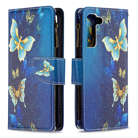 Handytasche Stand Schutzhülle Flip Leder Hülle Modisch Muster B04F für Samsung Galaxy S21 FE 5G Blau