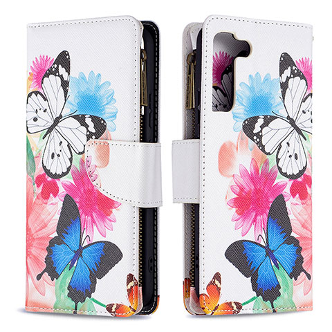 Handytasche Stand Schutzhülle Flip Leder Hülle Modisch Muster B04F für Samsung Galaxy S21 Plus 5G Pink