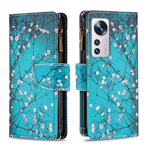 Handytasche Stand Schutzhülle Flip Leder Hülle Modisch Muster B04F für Xiaomi Mi 12S 5G Cyan