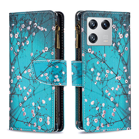 Handytasche Stand Schutzhülle Flip Leder Hülle Modisch Muster B04F für Xiaomi Mi 13 5G Cyan