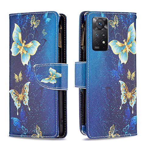 Handytasche Stand Schutzhülle Flip Leder Hülle Modisch Muster B04F für Xiaomi Redmi Note 11 Pro 5G Blau