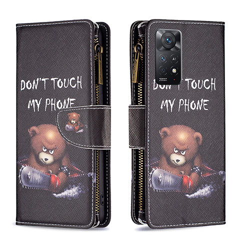 Handytasche Stand Schutzhülle Flip Leder Hülle Modisch Muster B04F für Xiaomi Redmi Note 11 Pro 5G Dunkelgrau