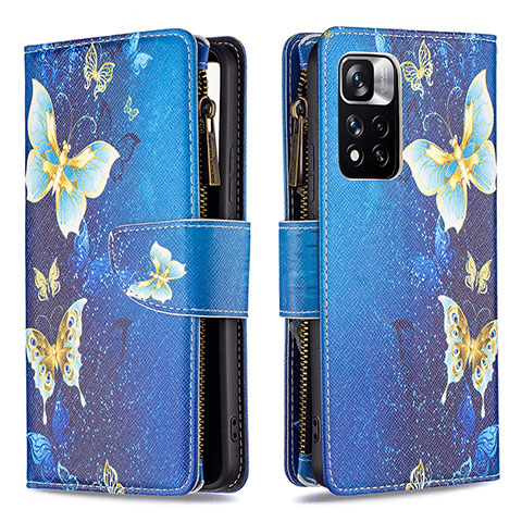 Handytasche Stand Schutzhülle Flip Leder Hülle Modisch Muster B04F für Xiaomi Redmi Note 11 Pro+ Plus 5G Blau