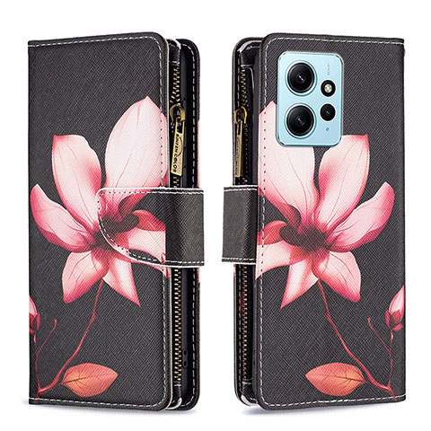 Handytasche Stand Schutzhülle Flip Leder Hülle Modisch Muster B04F für Xiaomi Redmi Note 12 4G Rot