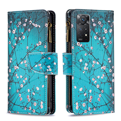 Handytasche Stand Schutzhülle Flip Leder Hülle Modisch Muster B04F für Xiaomi Redmi Note 12 Pro 4G Cyan