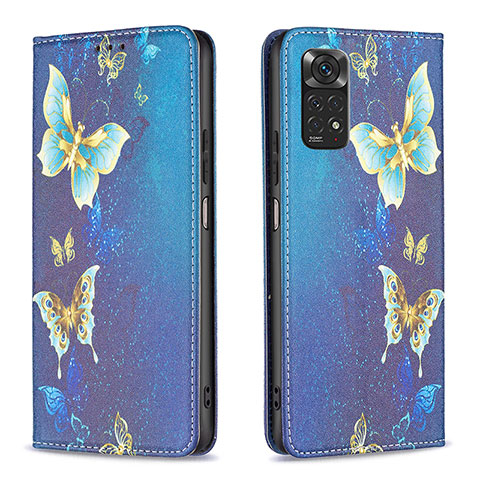 Handytasche Stand Schutzhülle Flip Leder Hülle Modisch Muster B05F für Xiaomi Redmi Note 11 4G (2022) Blau