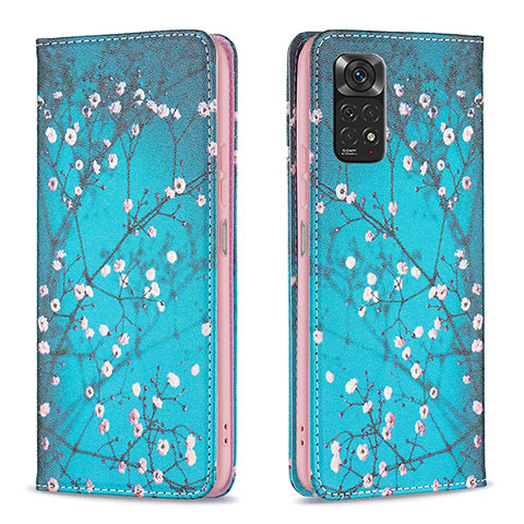 Handytasche Stand Schutzhülle Flip Leder Hülle Modisch Muster B05F für Xiaomi Redmi Note 11S 4G Cyan