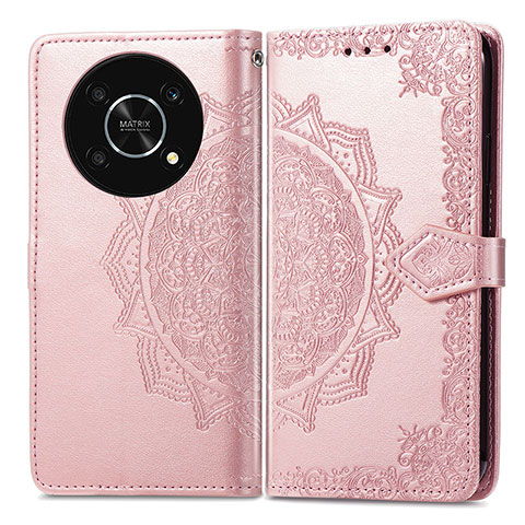 Handytasche Stand Schutzhülle Flip Leder Hülle Modisch Muster für Huawei Enjoy 50 Pro Rosegold