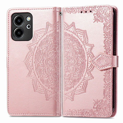 Handytasche Stand Schutzhülle Flip Leder Hülle Modisch Muster für Huawei Honor 80 SE 5G Rosegold