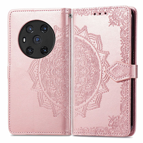 Handytasche Stand Schutzhülle Flip Leder Hülle Modisch Muster für Huawei Honor Magic3 5G Rosegold