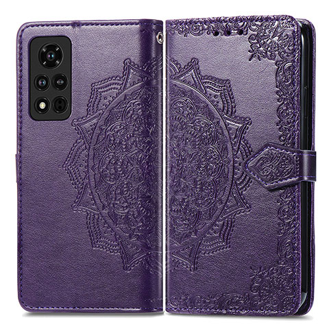 Handytasche Stand Schutzhülle Flip Leder Hülle Modisch Muster für Huawei Honor V40 5G Violett