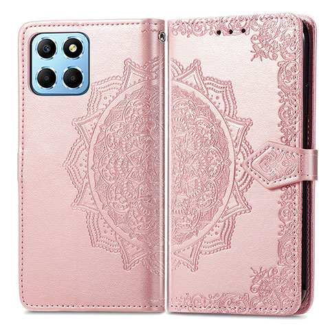 Handytasche Stand Schutzhülle Flip Leder Hülle Modisch Muster für Huawei Honor X6 5G Rosegold