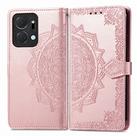 Handytasche Stand Schutzhülle Flip Leder Hülle Modisch Muster für Huawei Honor X7a Rosegold