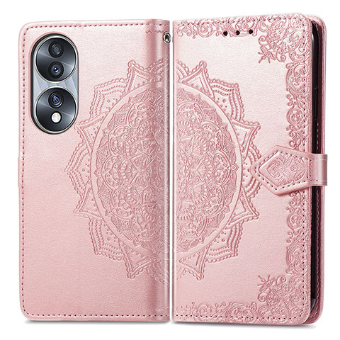 Handytasche Stand Schutzhülle Flip Leder Hülle Modisch Muster für Huawei Honor X7b Rosegold