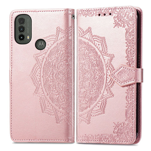 Handytasche Stand Schutzhülle Flip Leder Hülle Modisch Muster für Motorola Moto E20 Rosegold