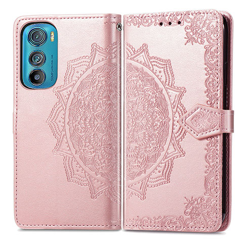 Handytasche Stand Schutzhülle Flip Leder Hülle Modisch Muster für Motorola Moto Edge 30 5G Rosegold