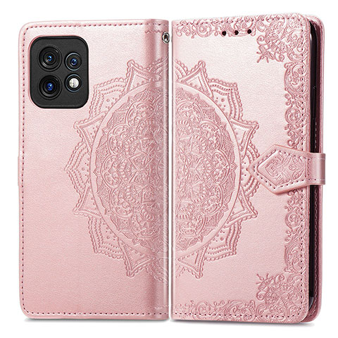 Handytasche Stand Schutzhülle Flip Leder Hülle Modisch Muster für Motorola Moto Edge 40 Pro 5G Rosegold