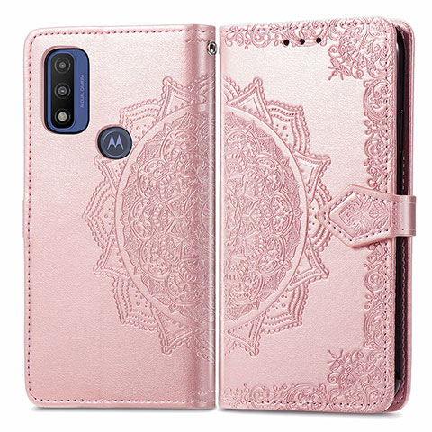 Handytasche Stand Schutzhülle Flip Leder Hülle Modisch Muster für Motorola Moto G Pure Rosegold