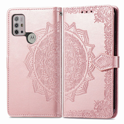 Handytasche Stand Schutzhülle Flip Leder Hülle Modisch Muster für Motorola Moto G10 Power Rosegold