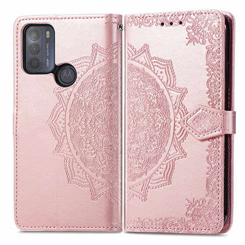 Handytasche Stand Schutzhülle Flip Leder Hülle Modisch Muster für Motorola Moto G50 Rosegold