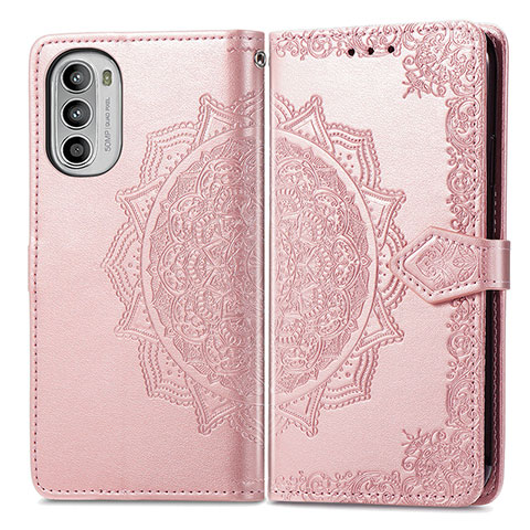 Handytasche Stand Schutzhülle Flip Leder Hülle Modisch Muster für Motorola MOTO G52 Rosegold