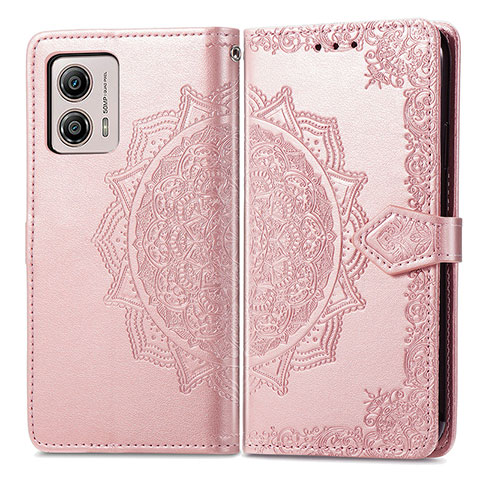 Handytasche Stand Schutzhülle Flip Leder Hülle Modisch Muster für Motorola Moto G53 5G Rosegold