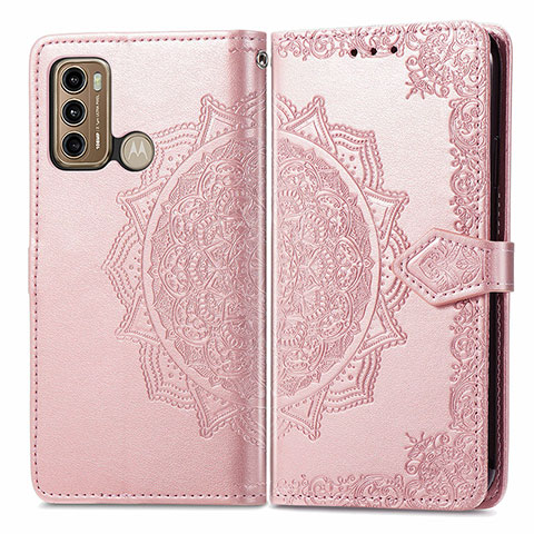 Handytasche Stand Schutzhülle Flip Leder Hülle Modisch Muster für Motorola Moto G60 Rosegold