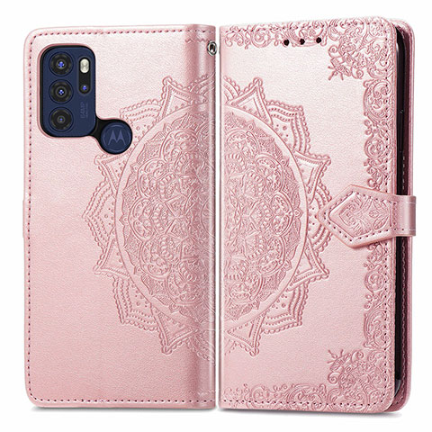 Handytasche Stand Schutzhülle Flip Leder Hülle Modisch Muster für Motorola Moto G60s Rosegold