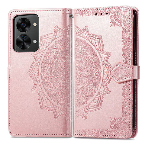 Handytasche Stand Schutzhülle Flip Leder Hülle Modisch Muster für OnePlus Nord 2T 5G Rosegold