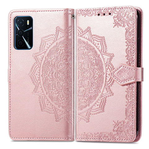 Handytasche Stand Schutzhülle Flip Leder Hülle Modisch Muster für Oppo A16s Rosegold