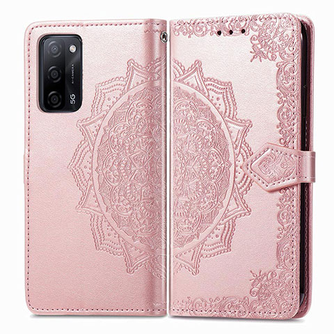 Handytasche Stand Schutzhülle Flip Leder Hülle Modisch Muster für Oppo A53s 5G Rosegold