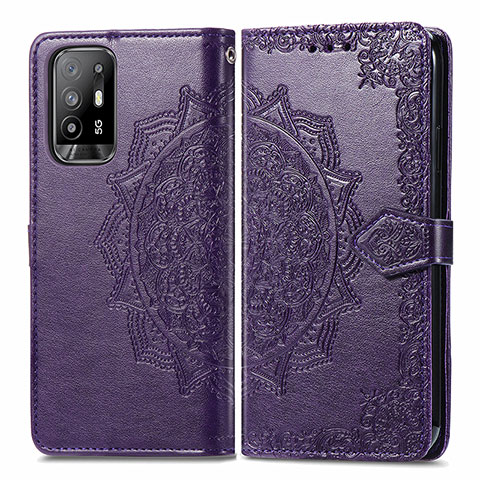 Handytasche Stand Schutzhülle Flip Leder Hülle Modisch Muster für Oppo A94 5G Violett