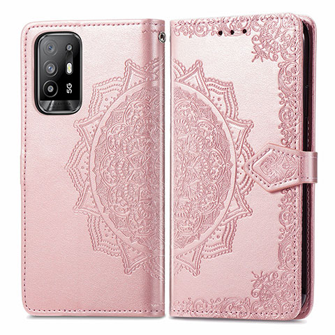 Handytasche Stand Schutzhülle Flip Leder Hülle Modisch Muster für Oppo A95 5G Rosegold