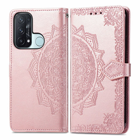 Handytasche Stand Schutzhülle Flip Leder Hülle Modisch Muster für Oppo Reno5 A Rosegold