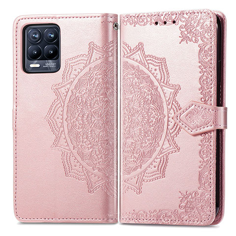 Handytasche Stand Schutzhülle Flip Leder Hülle Modisch Muster für Realme 8 4G Rosegold