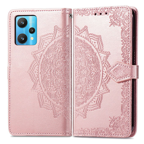 Handytasche Stand Schutzhülle Flip Leder Hülle Modisch Muster für Realme 9 5G Rosegold