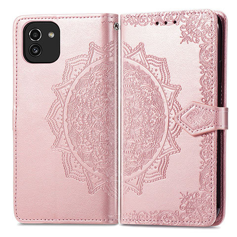 Handytasche Stand Schutzhülle Flip Leder Hülle Modisch Muster für Samsung Galaxy A03 Rosegold