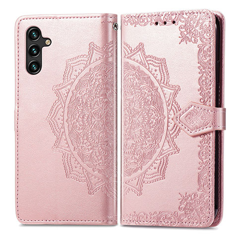 Handytasche Stand Schutzhülle Flip Leder Hülle Modisch Muster für Samsung Galaxy A04s Rosegold