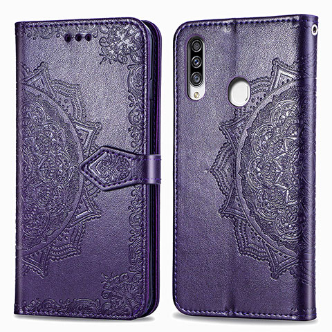 Handytasche Stand Schutzhülle Flip Leder Hülle Modisch Muster für Samsung Galaxy A20s Violett