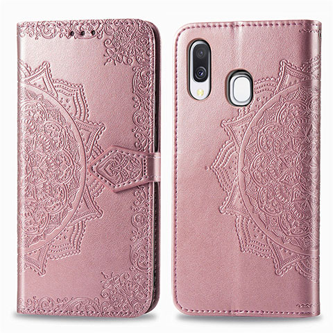 Handytasche Stand Schutzhülle Flip Leder Hülle Modisch Muster für Samsung Galaxy A40 Rosegold