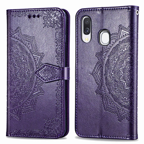 Handytasche Stand Schutzhülle Flip Leder Hülle Modisch Muster für Samsung Galaxy A40 Violett