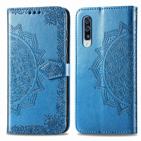 Handytasche Stand Schutzhülle Flip Leder Hülle Modisch Muster für Samsung Galaxy A50 Blau