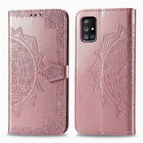 Handytasche Stand Schutzhülle Flip Leder Hülle Modisch Muster für Samsung Galaxy A51 5G Rosegold