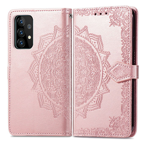 Handytasche Stand Schutzhülle Flip Leder Hülle Modisch Muster für Samsung Galaxy A52 4G Rosegold