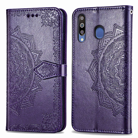 Handytasche Stand Schutzhülle Flip Leder Hülle Modisch Muster für Samsung Galaxy M30 Violett