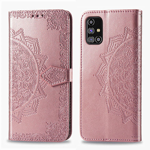 Handytasche Stand Schutzhülle Flip Leder Hülle Modisch Muster für Samsung Galaxy M31s Rosegold