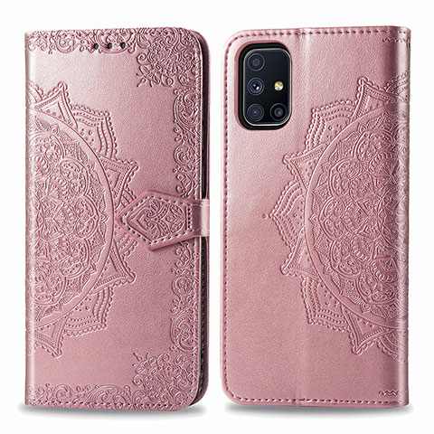 Handytasche Stand Schutzhülle Flip Leder Hülle Modisch Muster für Samsung Galaxy M51 Rosegold