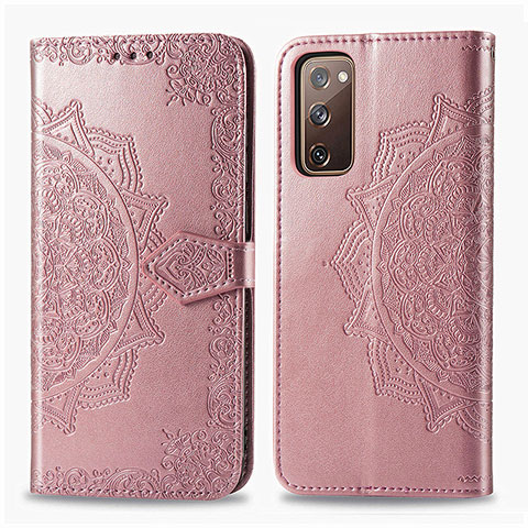 Handytasche Stand Schutzhülle Flip Leder Hülle Modisch Muster für Samsung Galaxy S20 FE 4G Rosegold