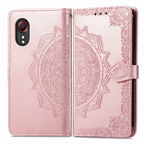 Handytasche Stand Schutzhülle Flip Leder Hülle Modisch Muster für Samsung Galaxy XCover 5 SM-G525F Rosegold